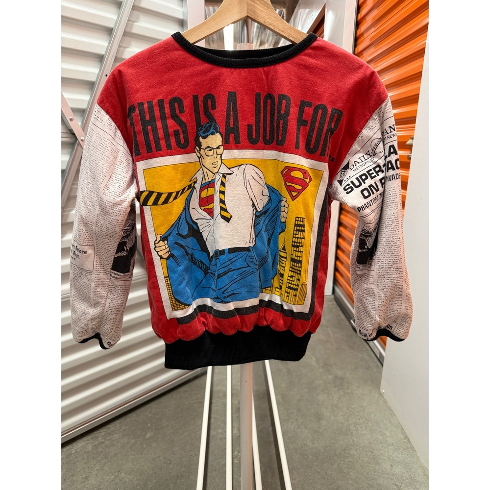 Vintage Superman‎ Kids Graphic Sweatshirt Red Clark Kent Newspaper Reversible